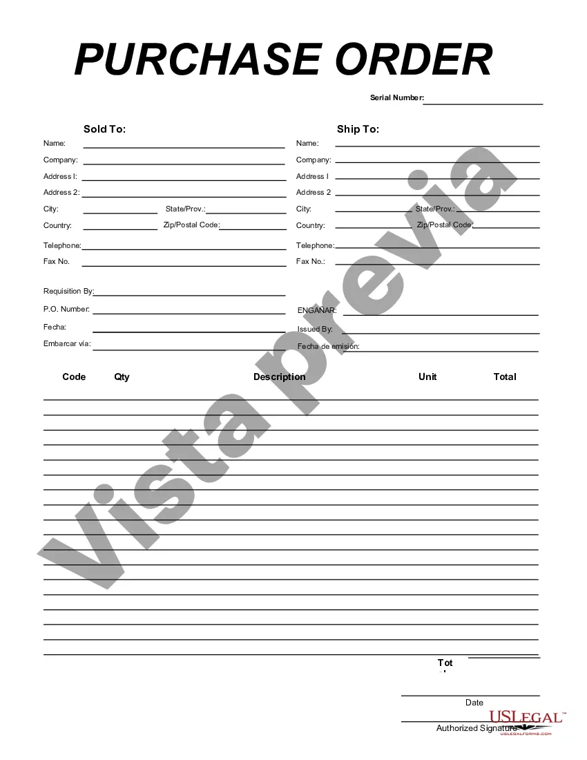 Preview Orden de Compra de Servicios