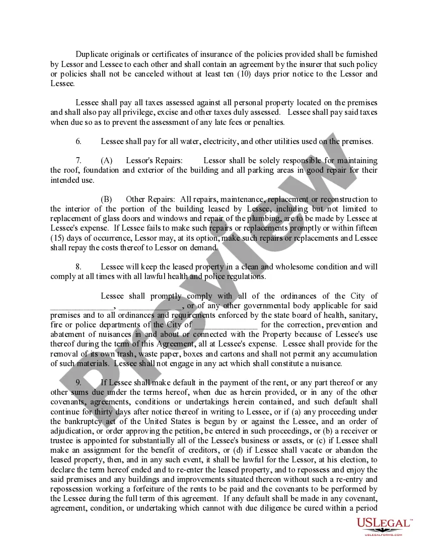 Preview Commercial Building Lease