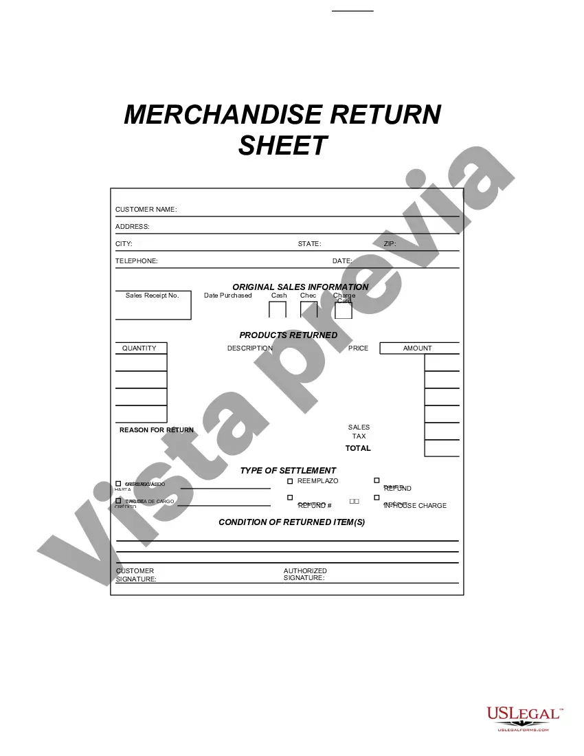 Preview Hoja de devolución de mercancías