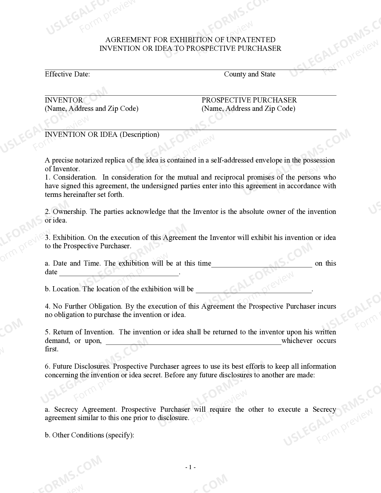 Agreement for Exhibition US Legal Forms