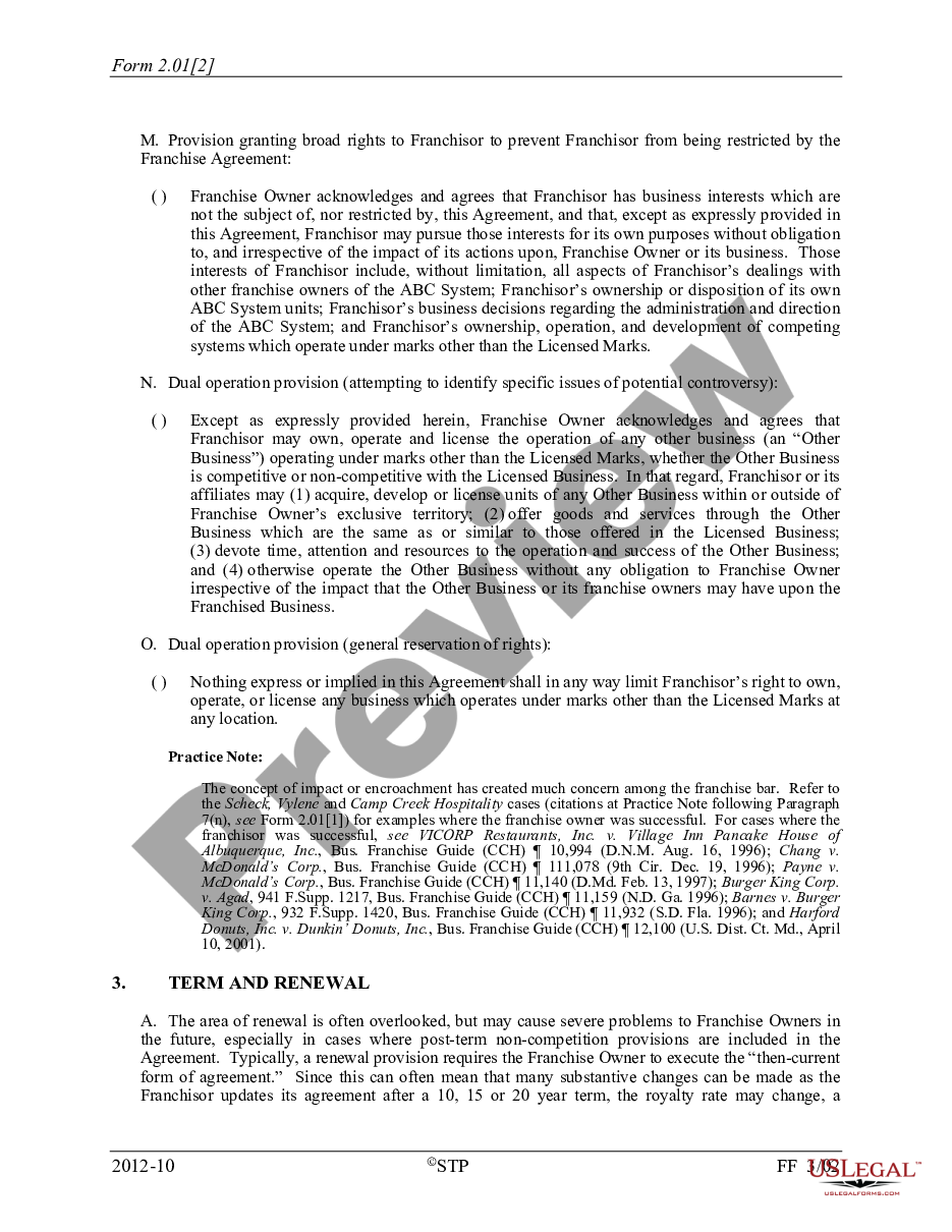 page 9 Annotations for Unit Franchise Agreement preview