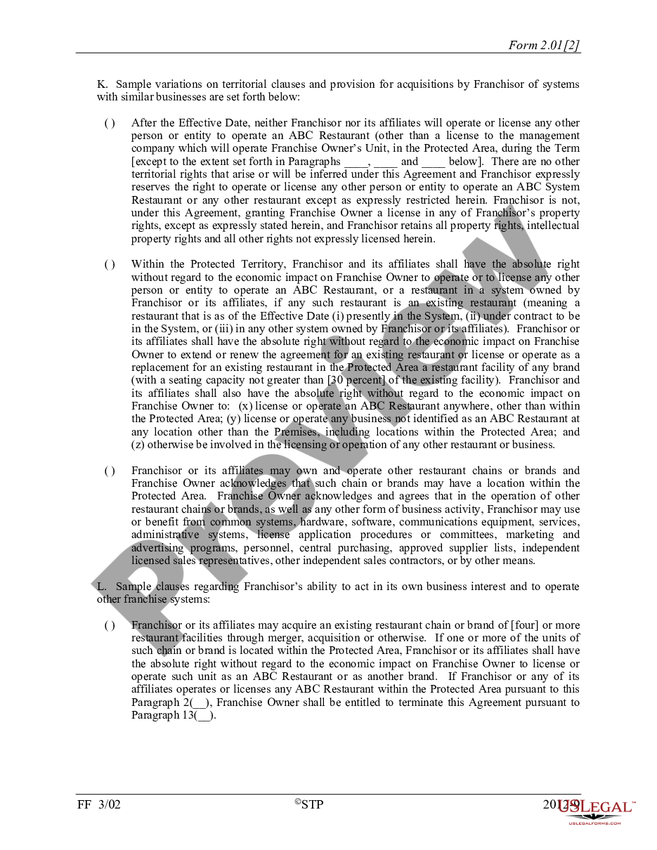 page 8 Annotations for Unit Franchise Agreement preview