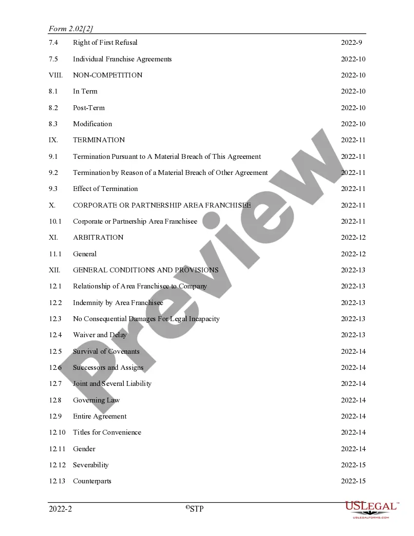 Get Area Development Agreement Preview Area Development Agreement