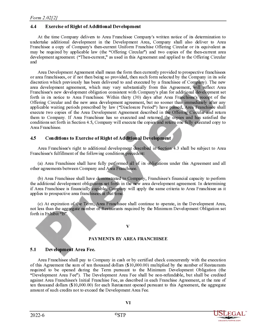 Get Area Development Agreement Preview Area Development Agreement