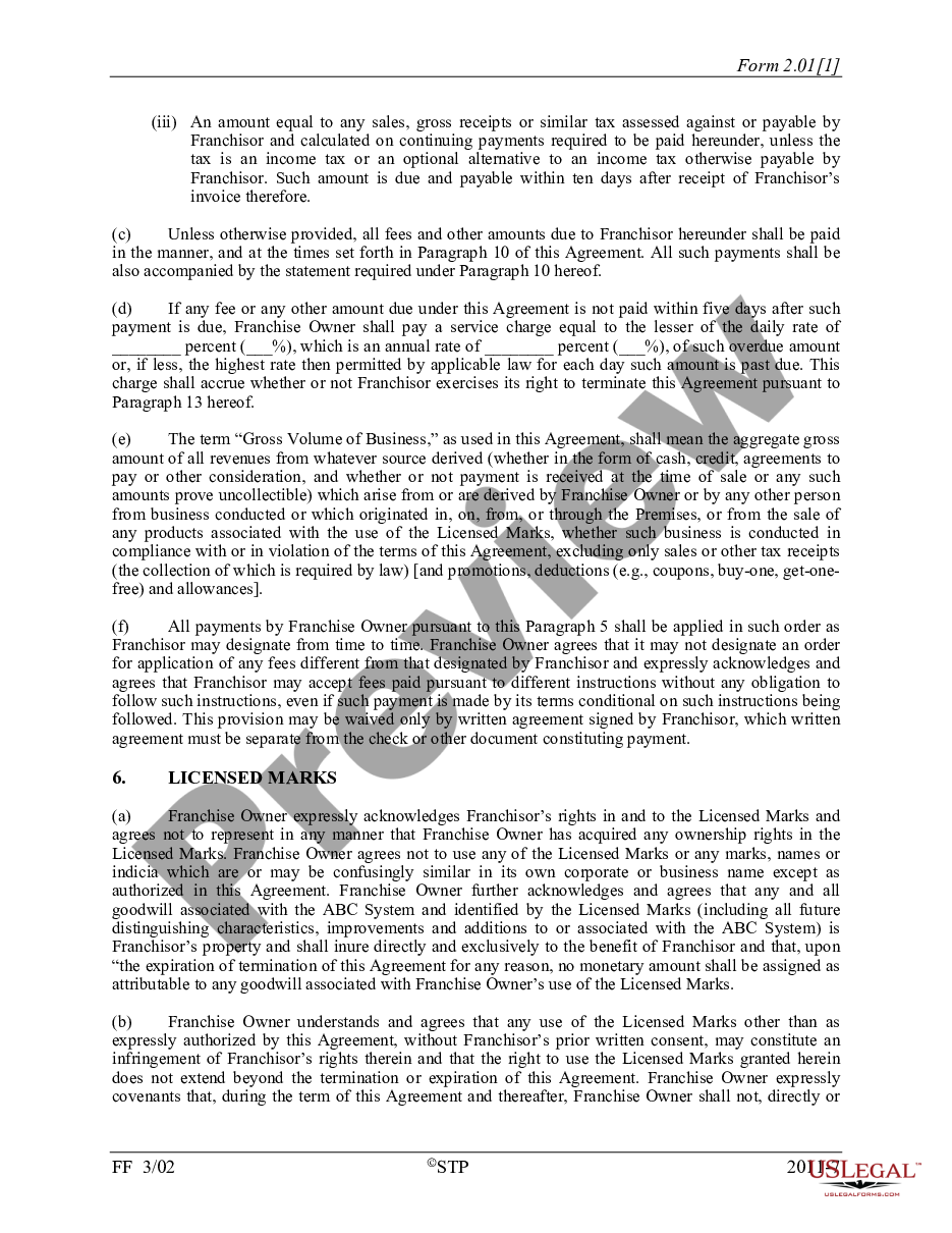 page 6 Unit Franchise Agreement preview