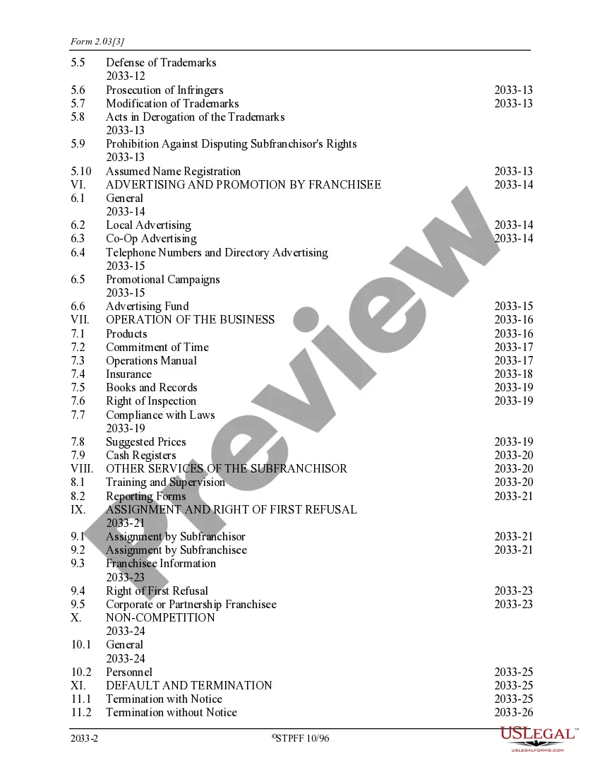 Get Subfranchise Agreement Preview Subfranchise Agreement