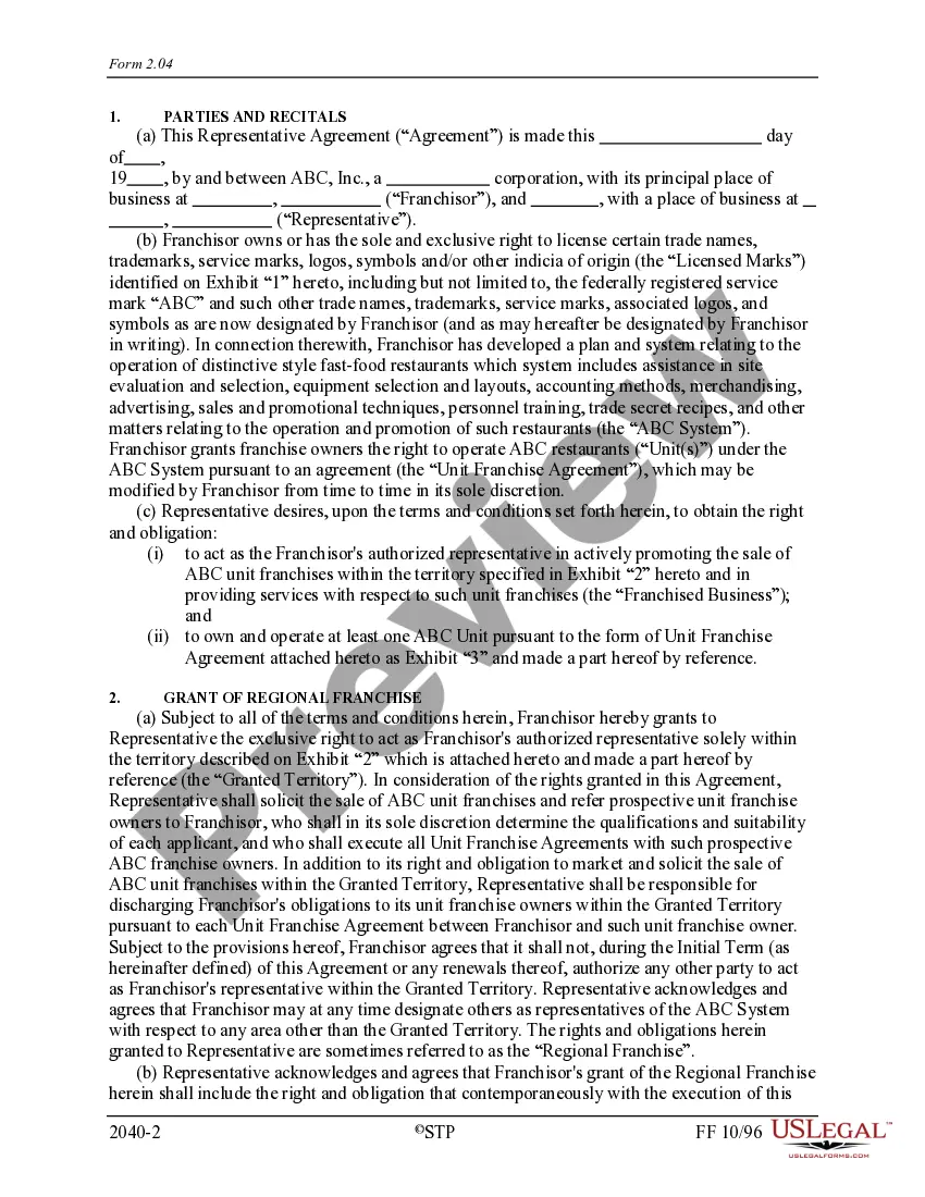 Get Area Representative Agreement Preview Area Representative Agreement