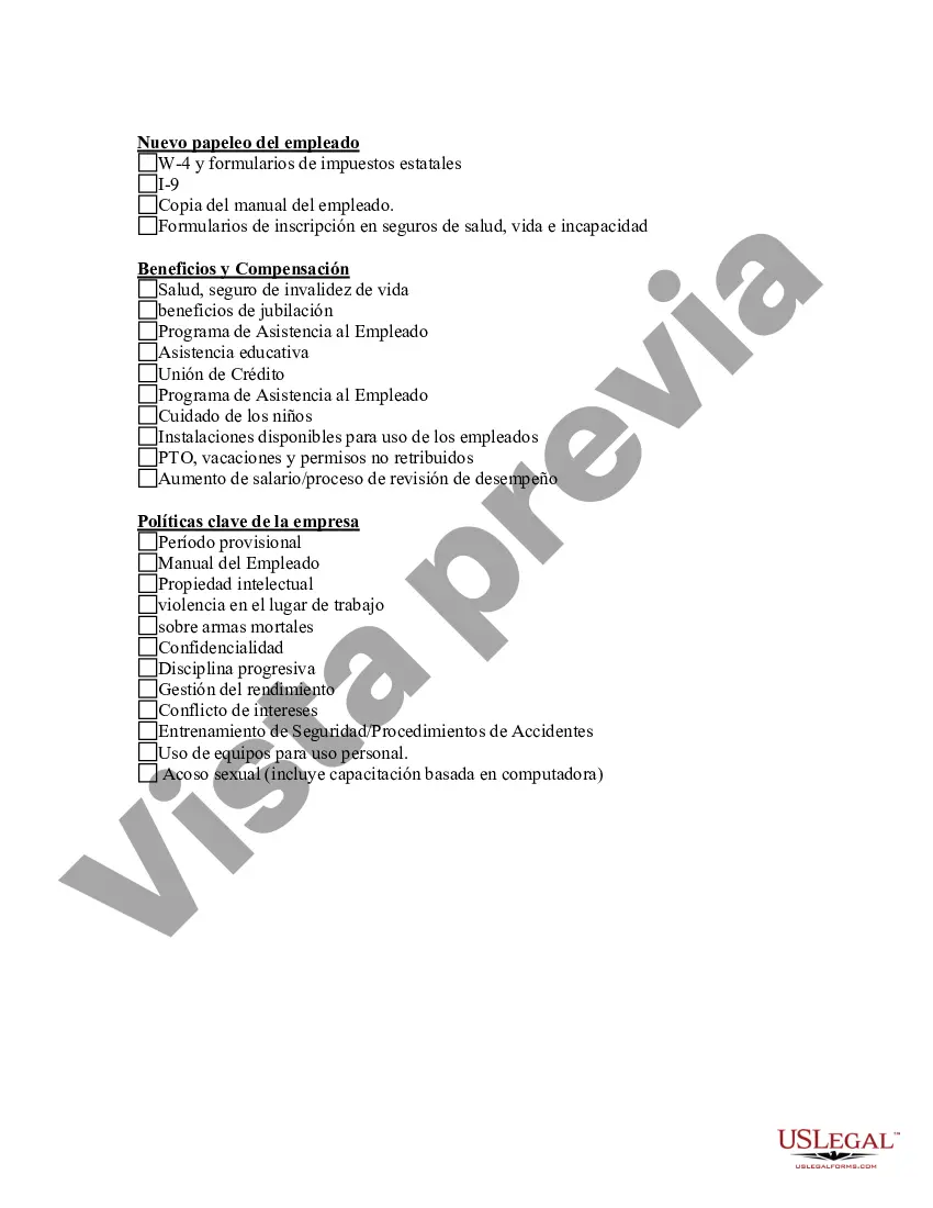 Preview Lista de verificación de orientación para supervisores