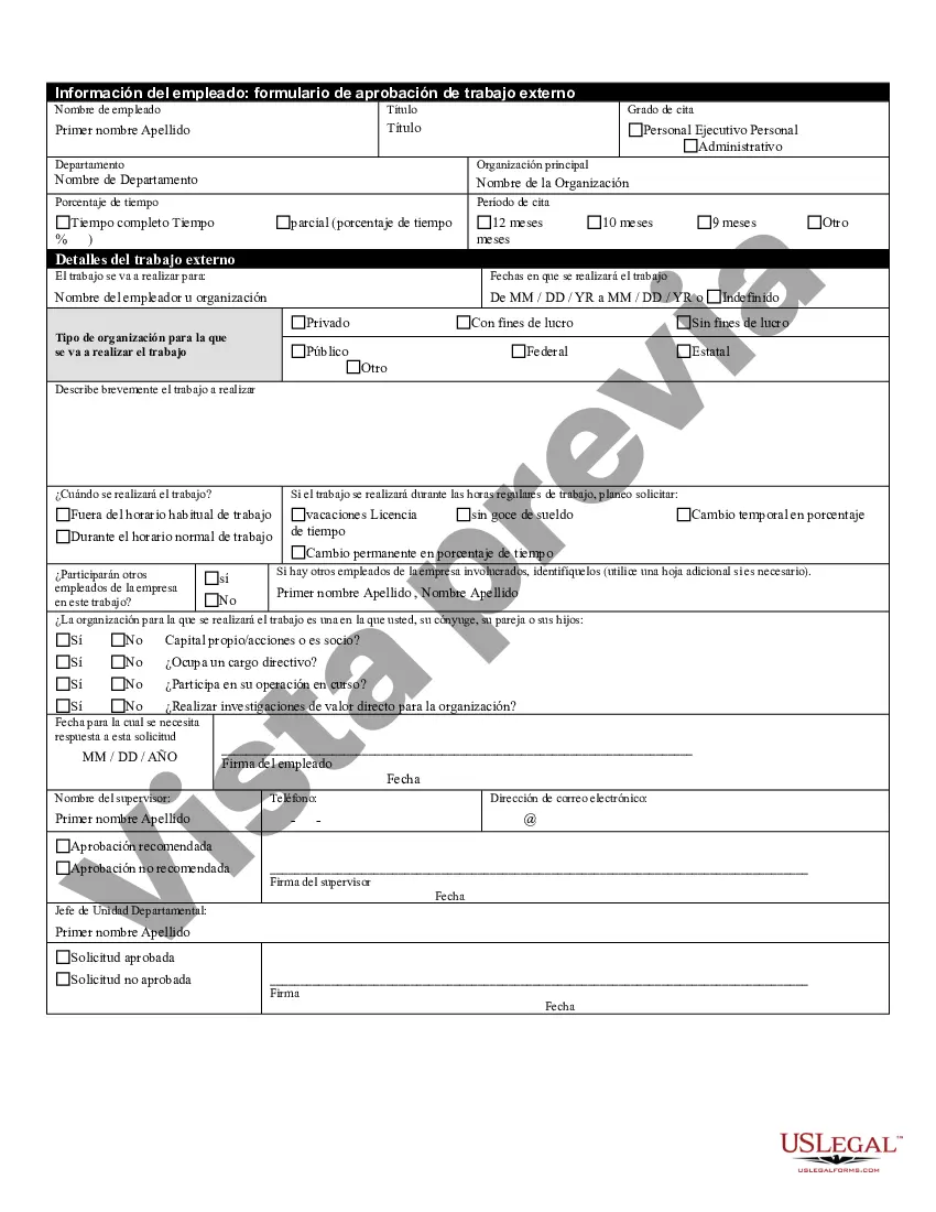 Preview Formulario de aprobación de trabajo externo
