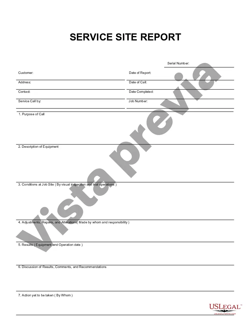 Preview Informe del sitio de servicio