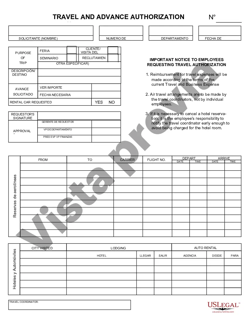 Preview Autorización de Viaje y Anticipada