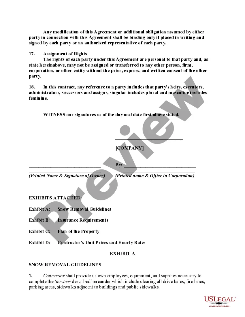 Preview Comprehensive Snow Removal Agreement