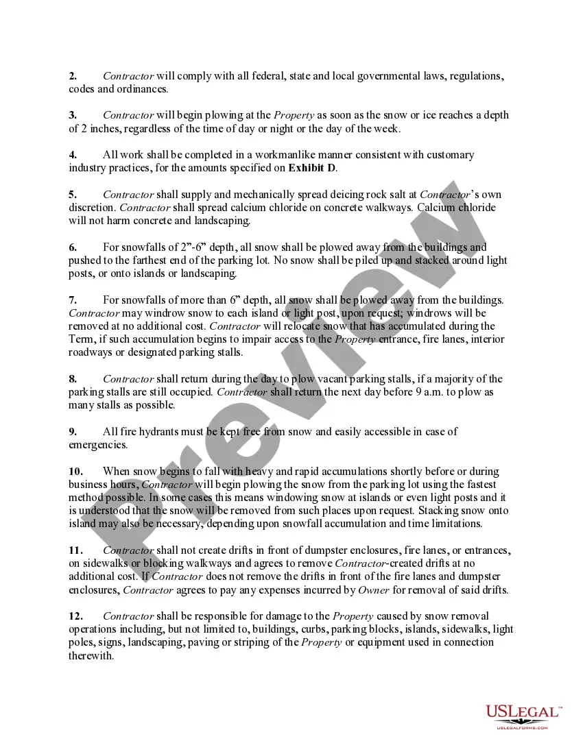 Preview Comprehensive Snow Removal Agreement