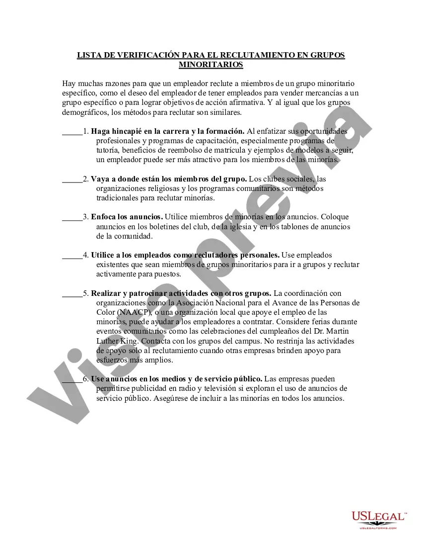 Preview Lista de verificación de reclutamiento de grupos minoritarios