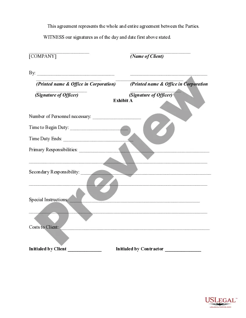 Get Agreement to Provide Security, Surveillance and/or Traffic Control Services Security Personnel to be Independent Contractors Preview Agreement to Provide Security, Surveillance and/or Traffic Control Services Security Personnel to be Independent Contractors