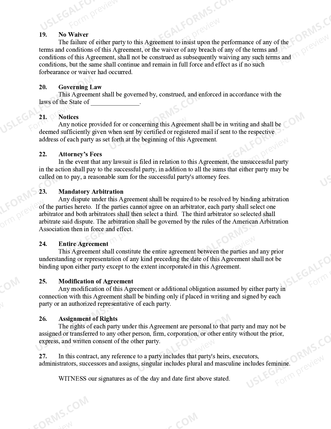 Lease of Space or Booth to Sell and Concessions US Legal Forms