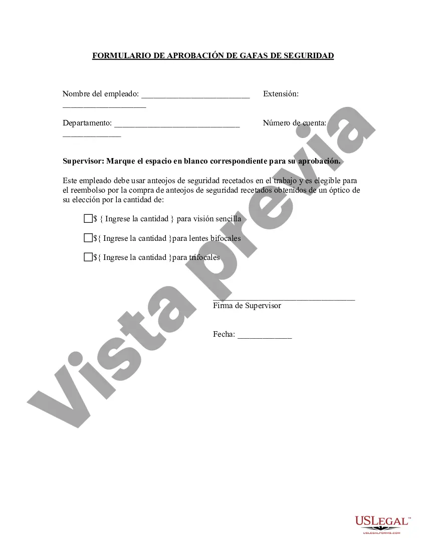 Preview Formulario de aprobación de anteojos de seguridad