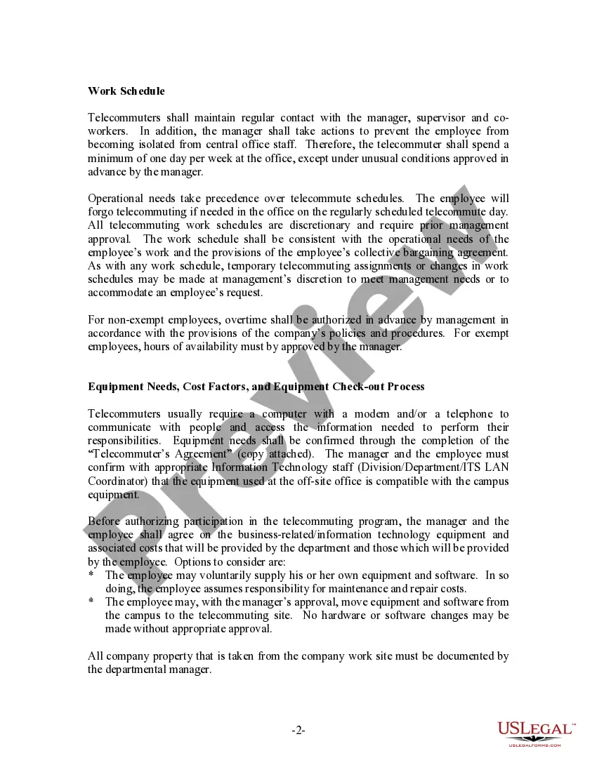 Get Telecommuting Policy Preview Telecommuting Policy