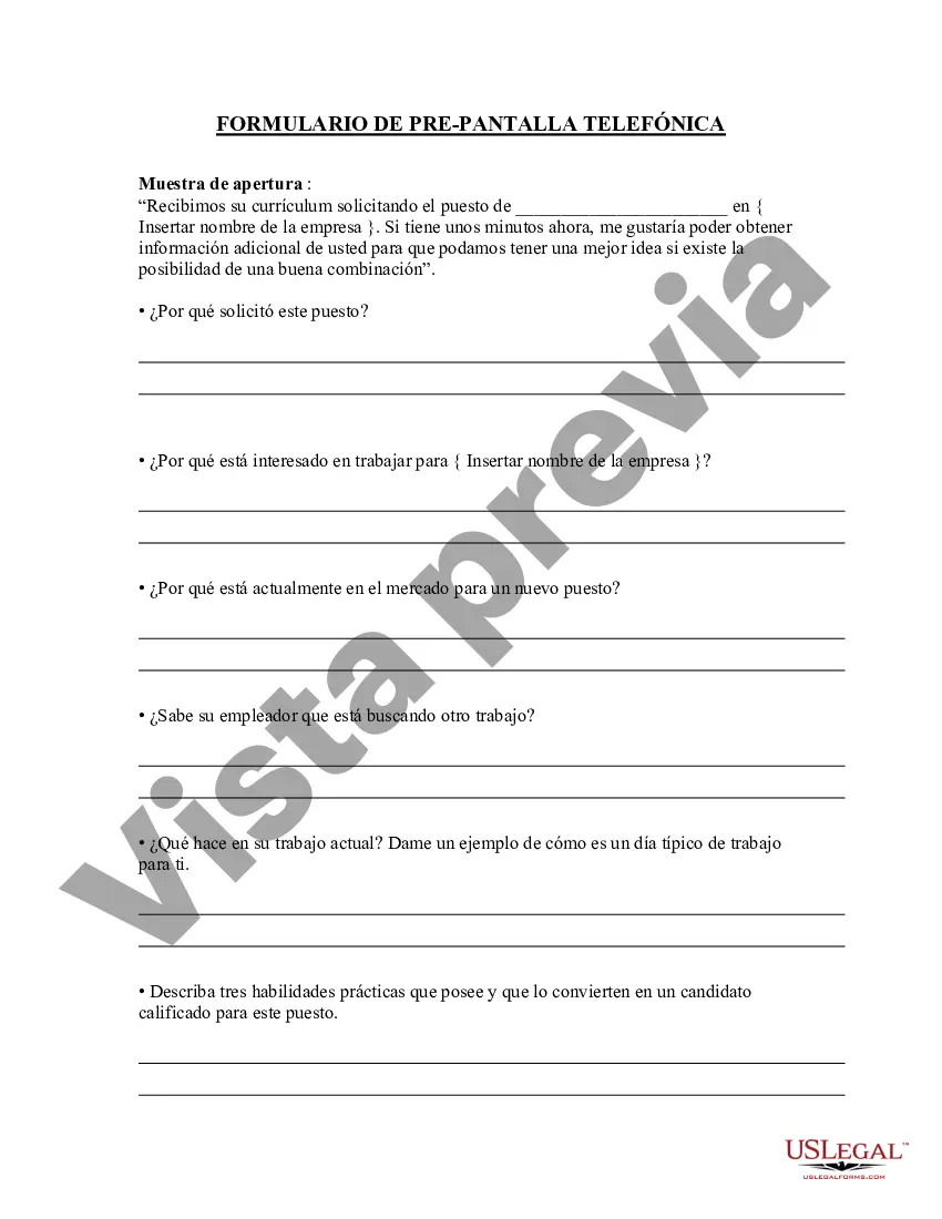 Preview Formulario de preselección telefónica