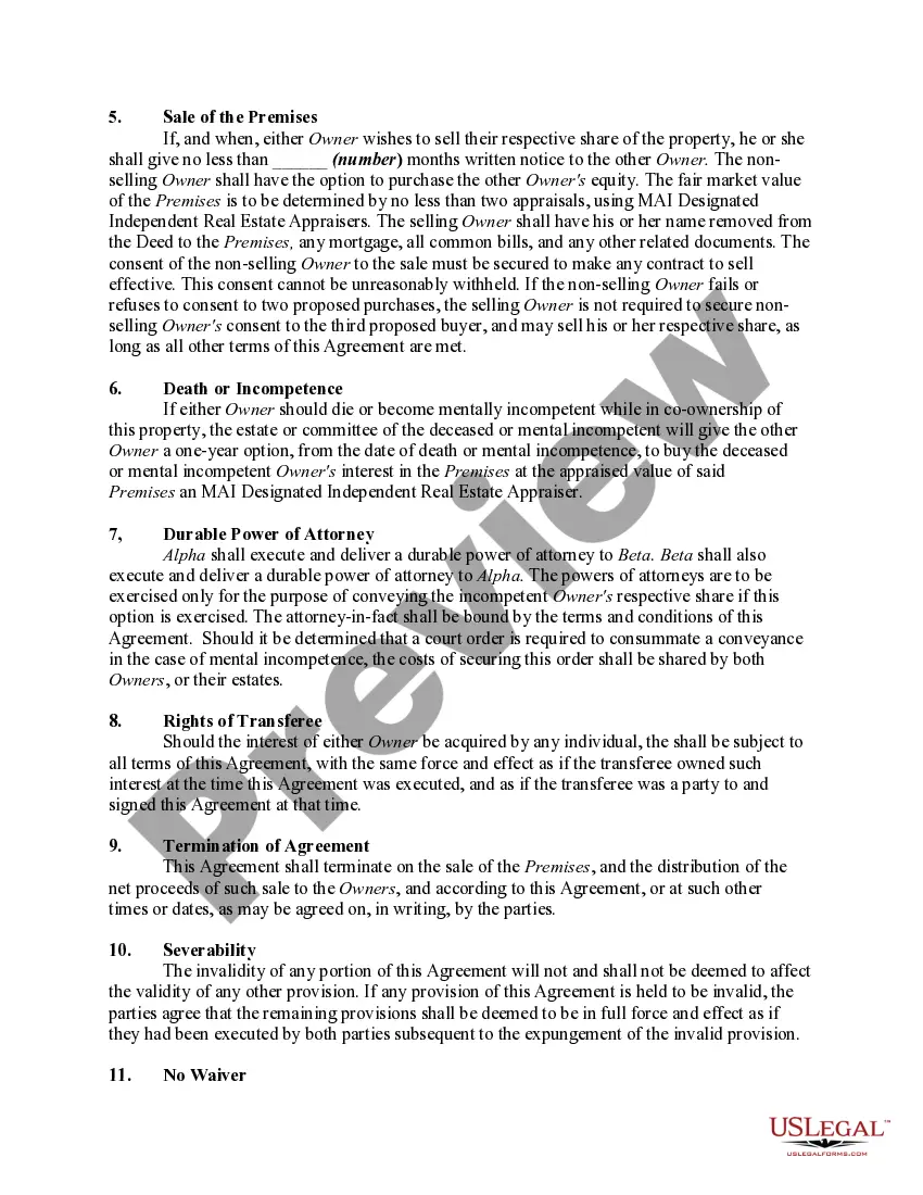 Preview Tenancy-in-Common Agreement-Equal shares