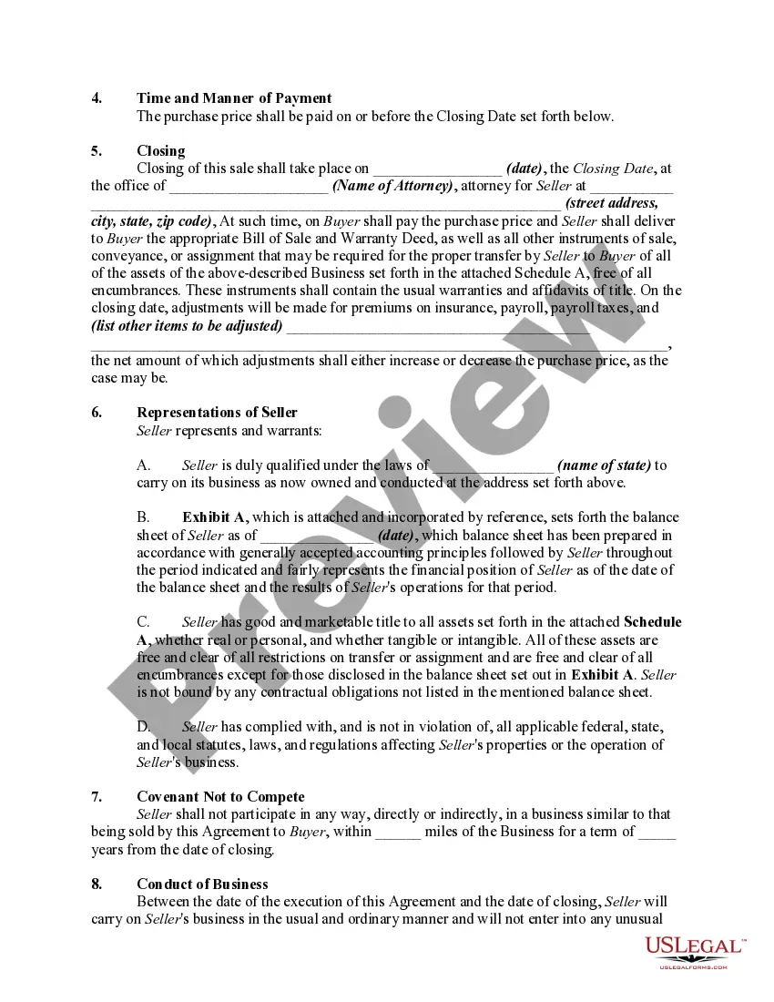 Preview Asset Purchase Agreement by Sole Proprietor