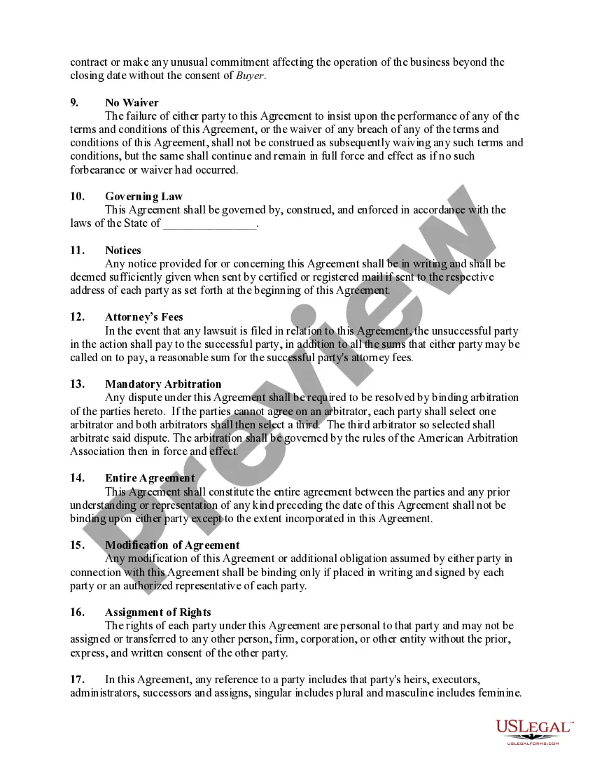 Preview Asset Purchase Agreement by Sole Proprietor