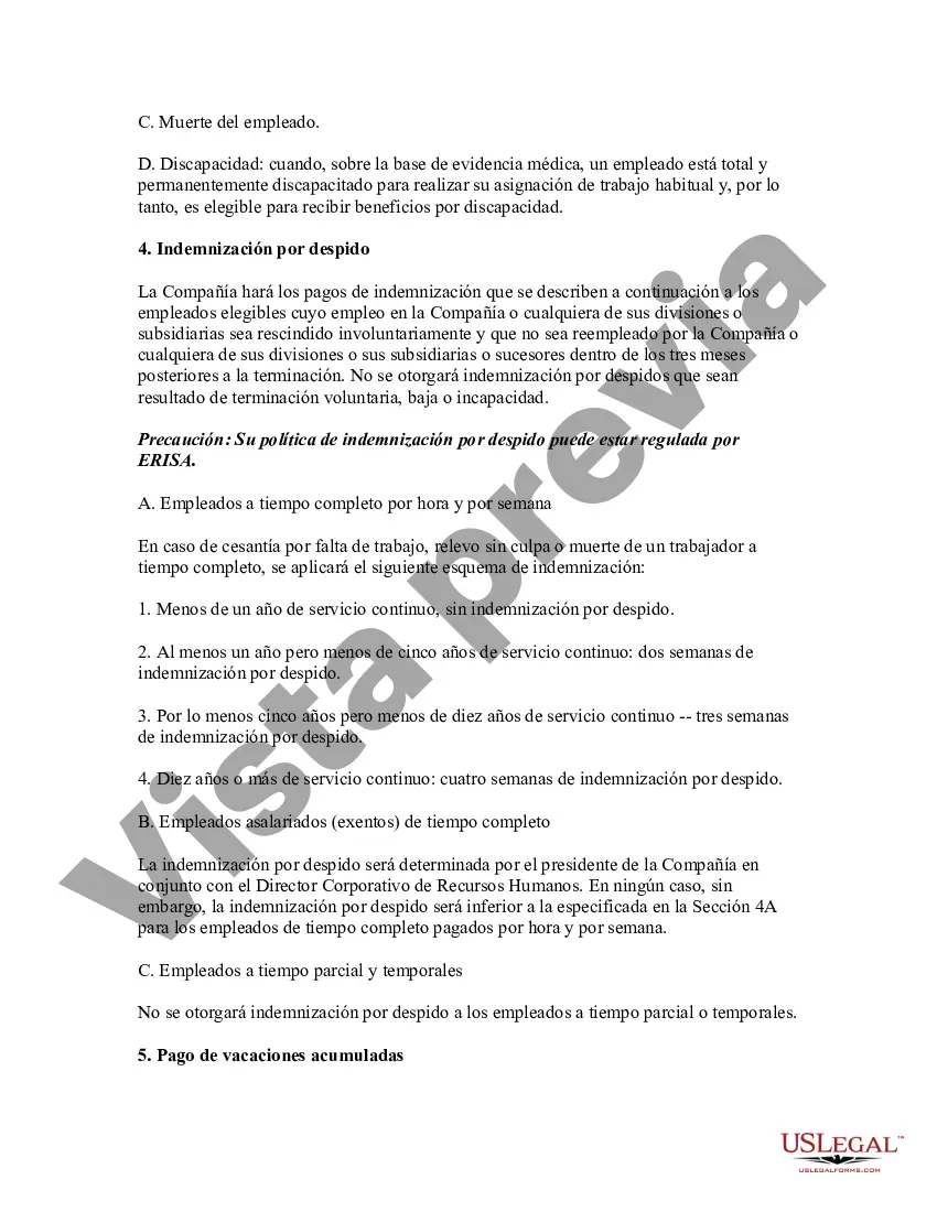 Preview Política de Pago por Terminación y Cesantía