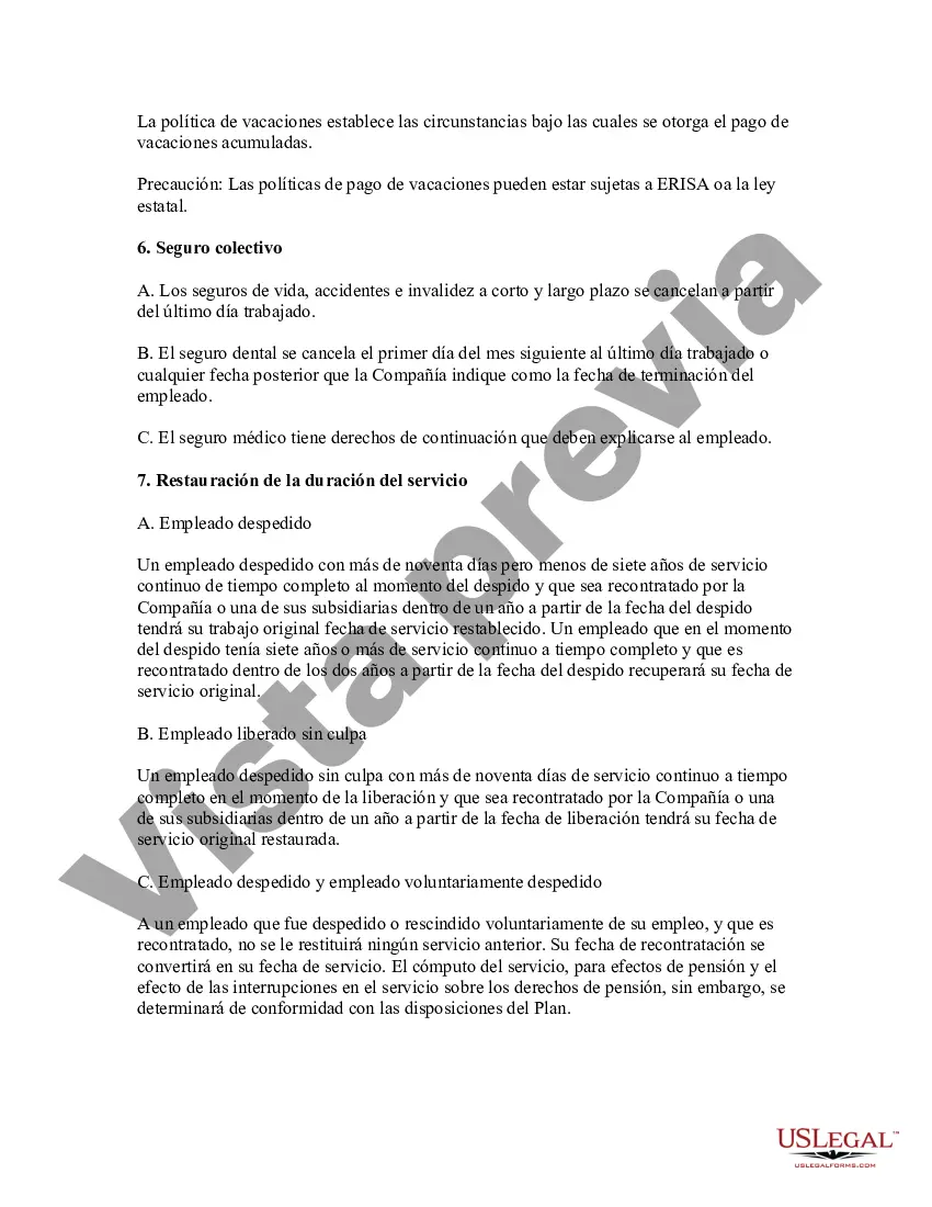 Preview Política de Pago por Terminación y Cesantía