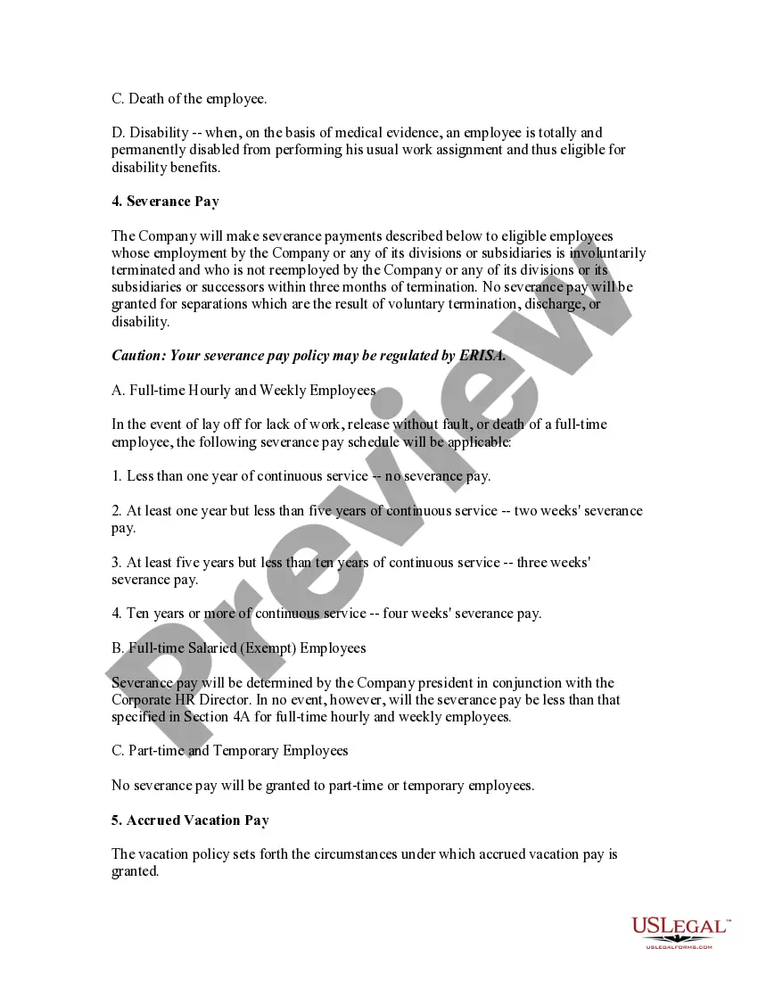 Get Termination and Severance Pay Policy Preview Termination and Severance Pay Policy