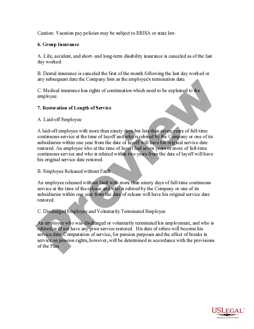 Get Termination and Severance Pay Policy Preview Termination and Severance Pay Policy