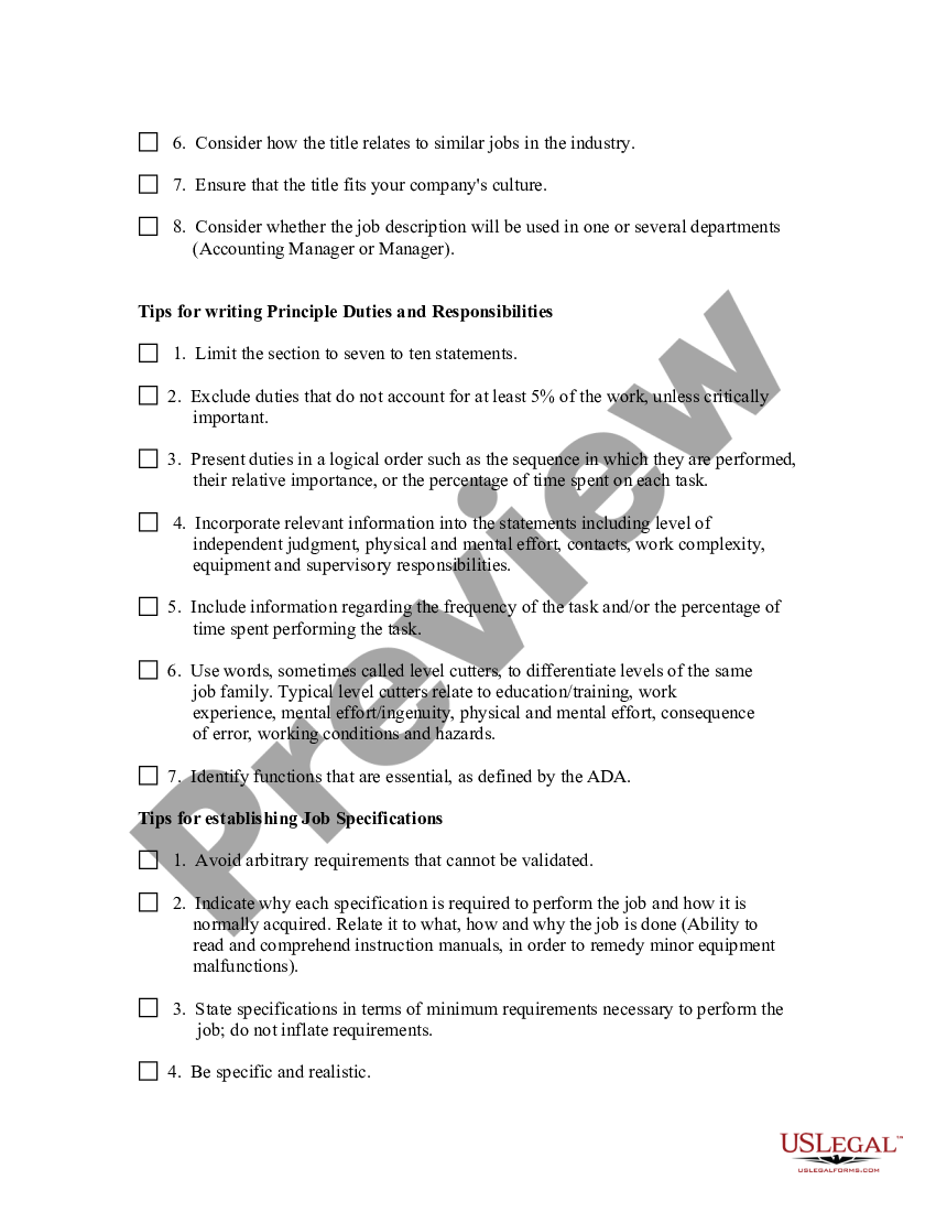 California Tips For Writing Job Descriptions | US Legal Forms