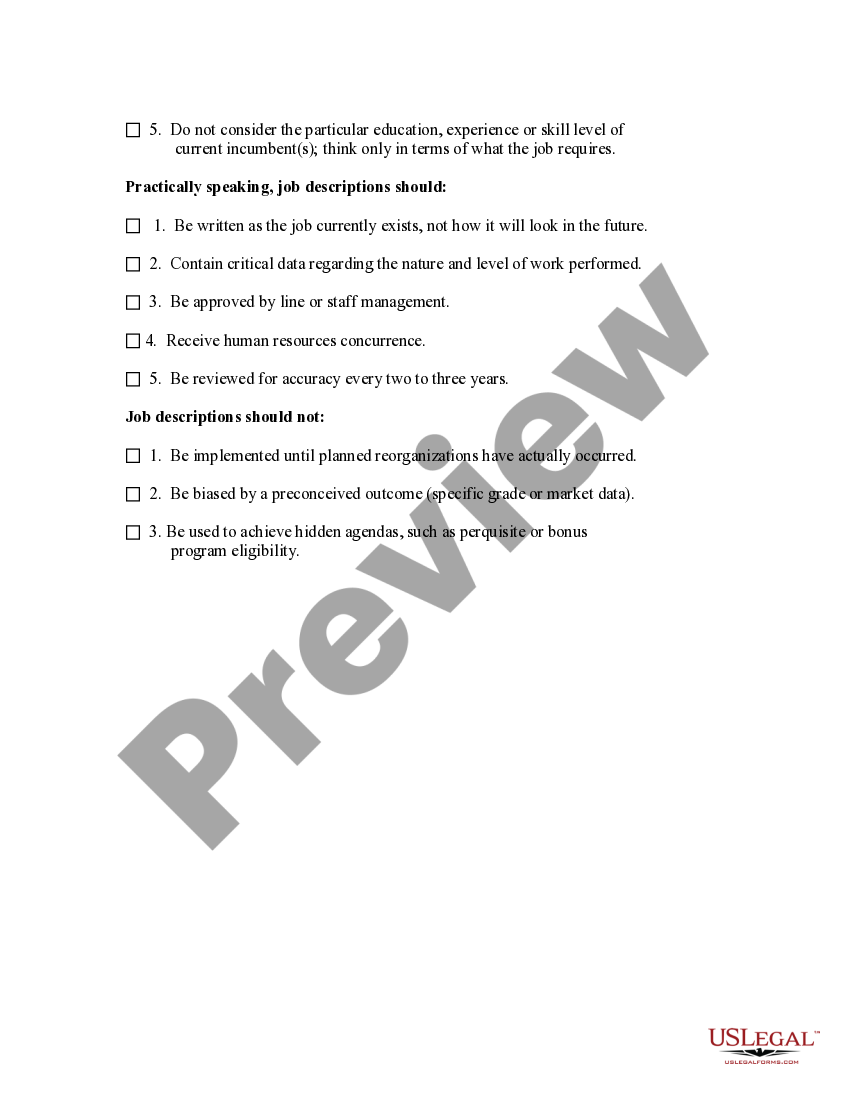 Utah Tips for Writing Job Descriptions US Legal Forms