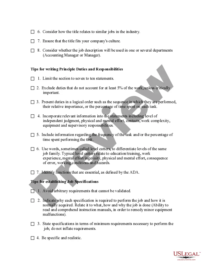 Get Tips for Writing Job Descriptions Preview Tips for Writing Job Descriptions