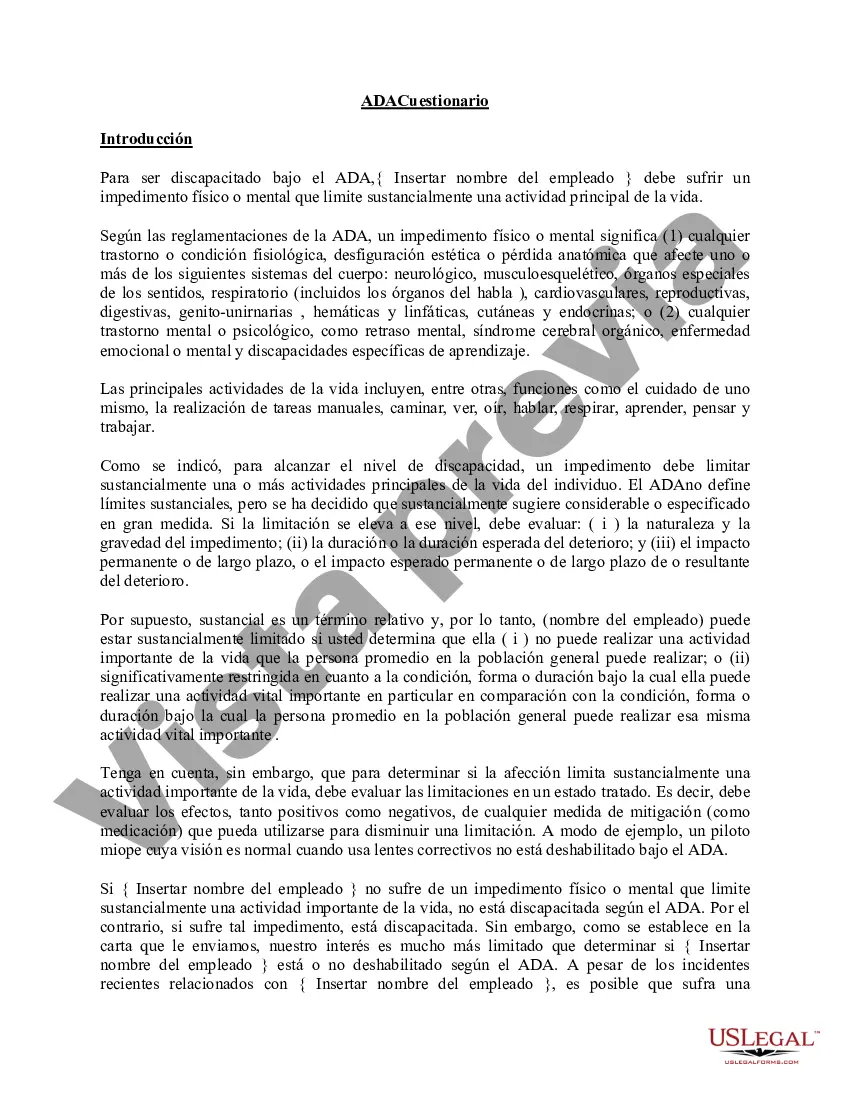 Preview Cuestionario de la ADA para médicos