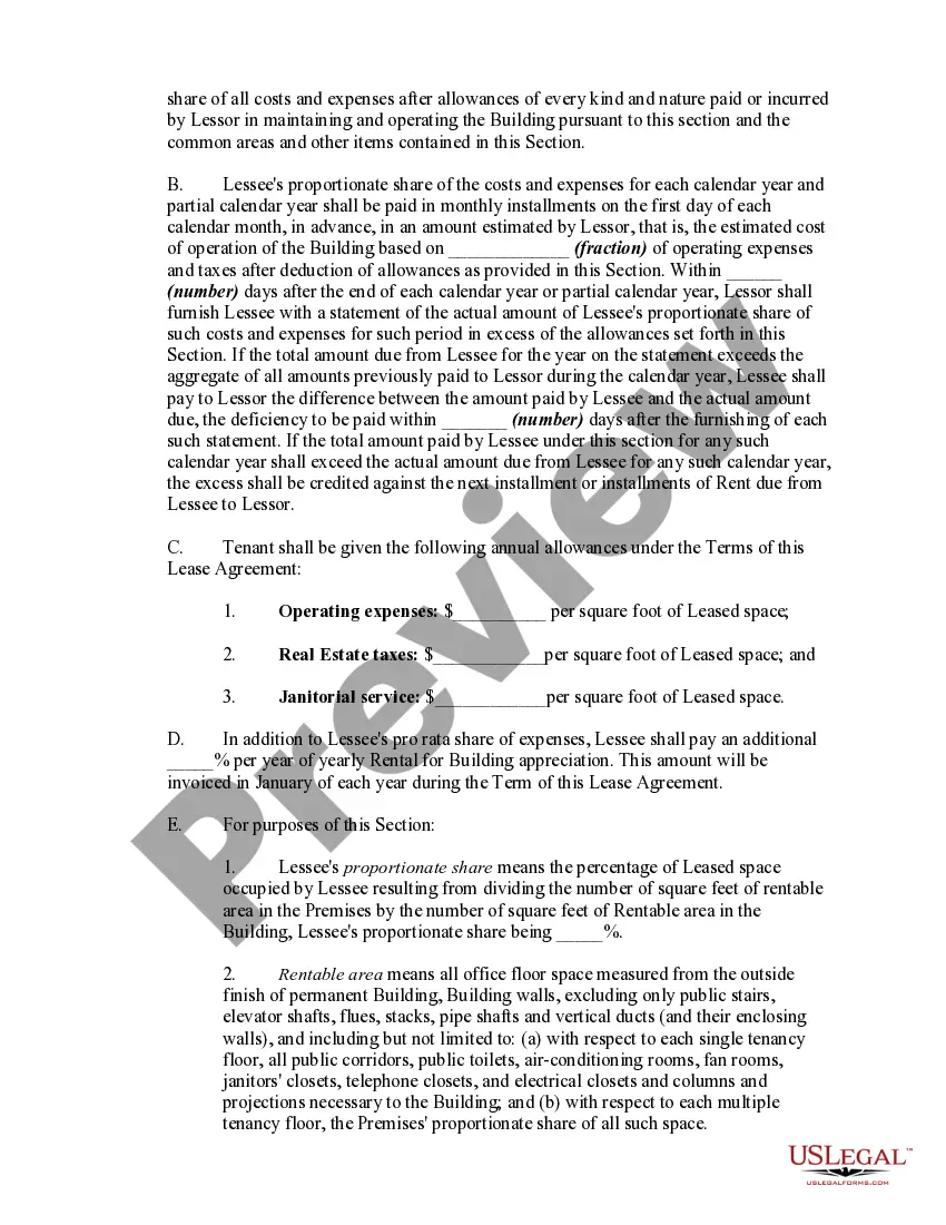 Preview Office Space Lease-Pay Pro-rata Share of Expenses