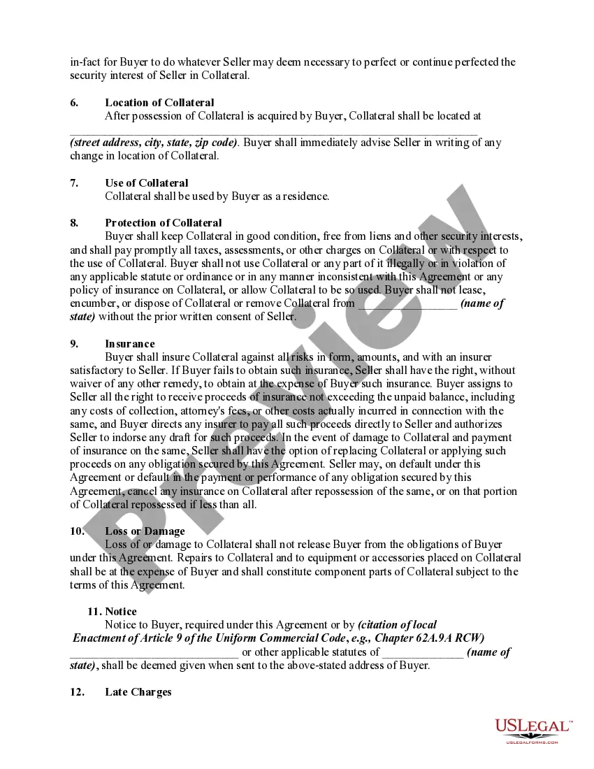 Get Security Agreement with regard to Installment Sale of Mobile Home with Attached Assignment and Promissory Note Preview Security Agreement with regard to Installment Sale of Mobile Home with Attached Assignment and Promissory Note