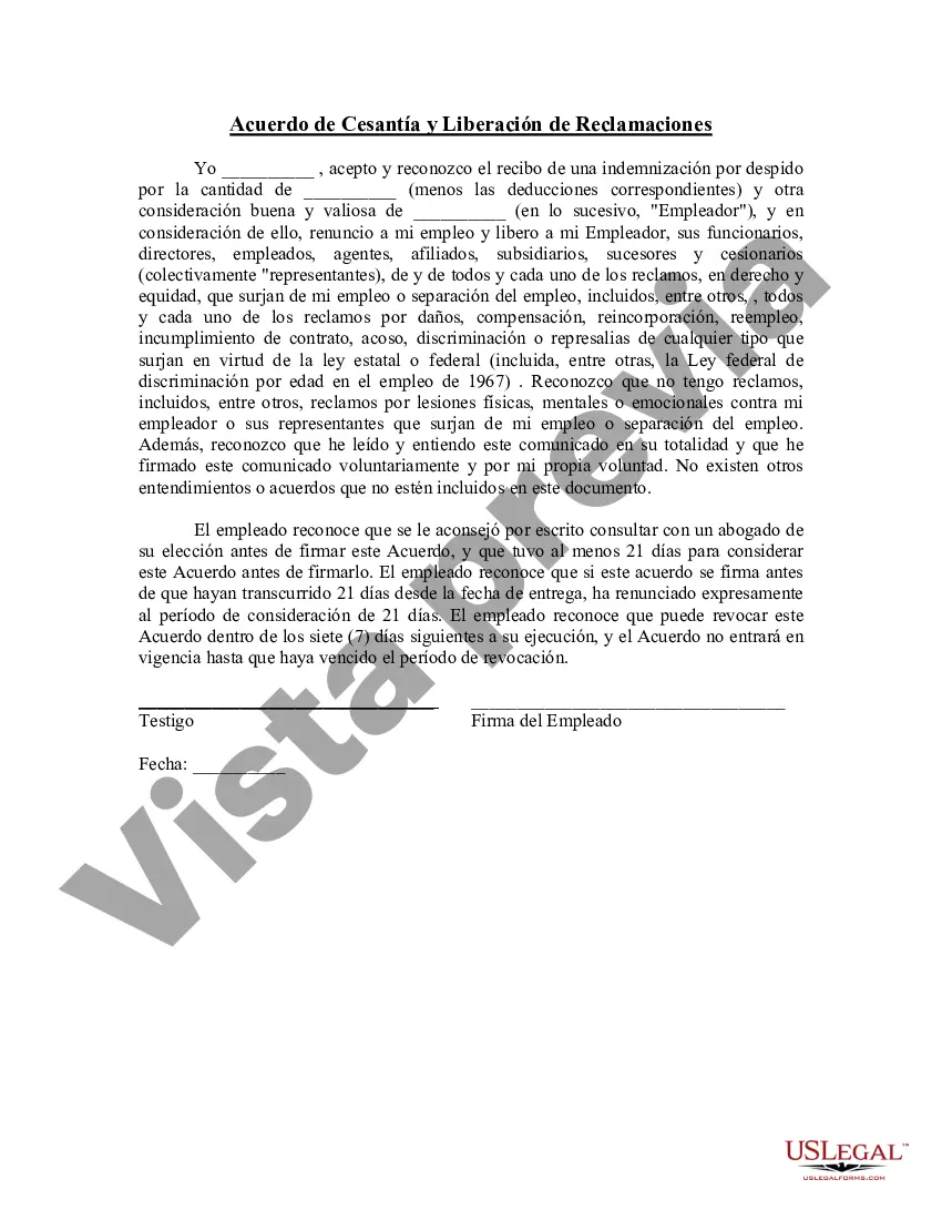 Preview Acuerdo de Cesantía y Liberación de Reclamaciones