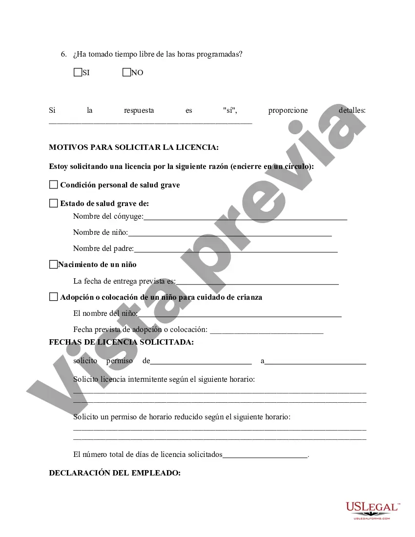 Preview Formulario de solicitud de licencia familiar y médica