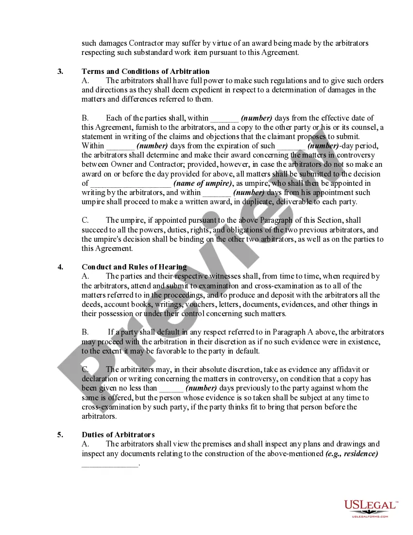 Get Submission to Arbitration of Dispute between Building Contractor and Owner Preview Submission to Arbitration of Dispute between Building Contractor and Owner