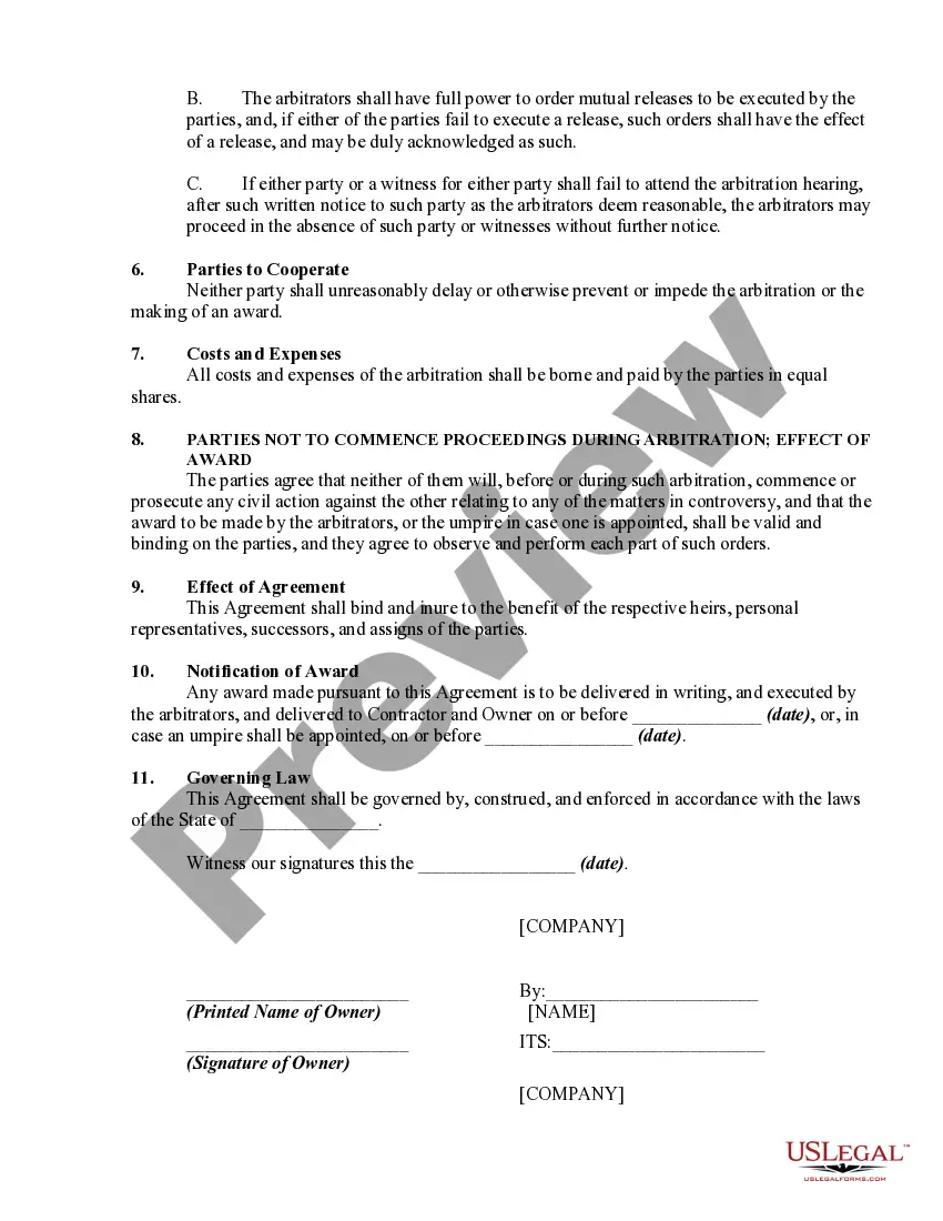 Get Submission to Arbitration of Dispute between Building Contractor and Owner Preview Submission to Arbitration of Dispute between Building Contractor and Owner