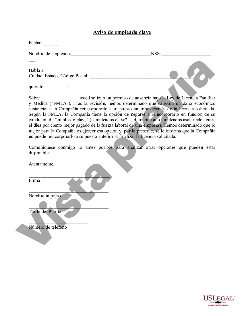 Preview Aviso de empleado clave