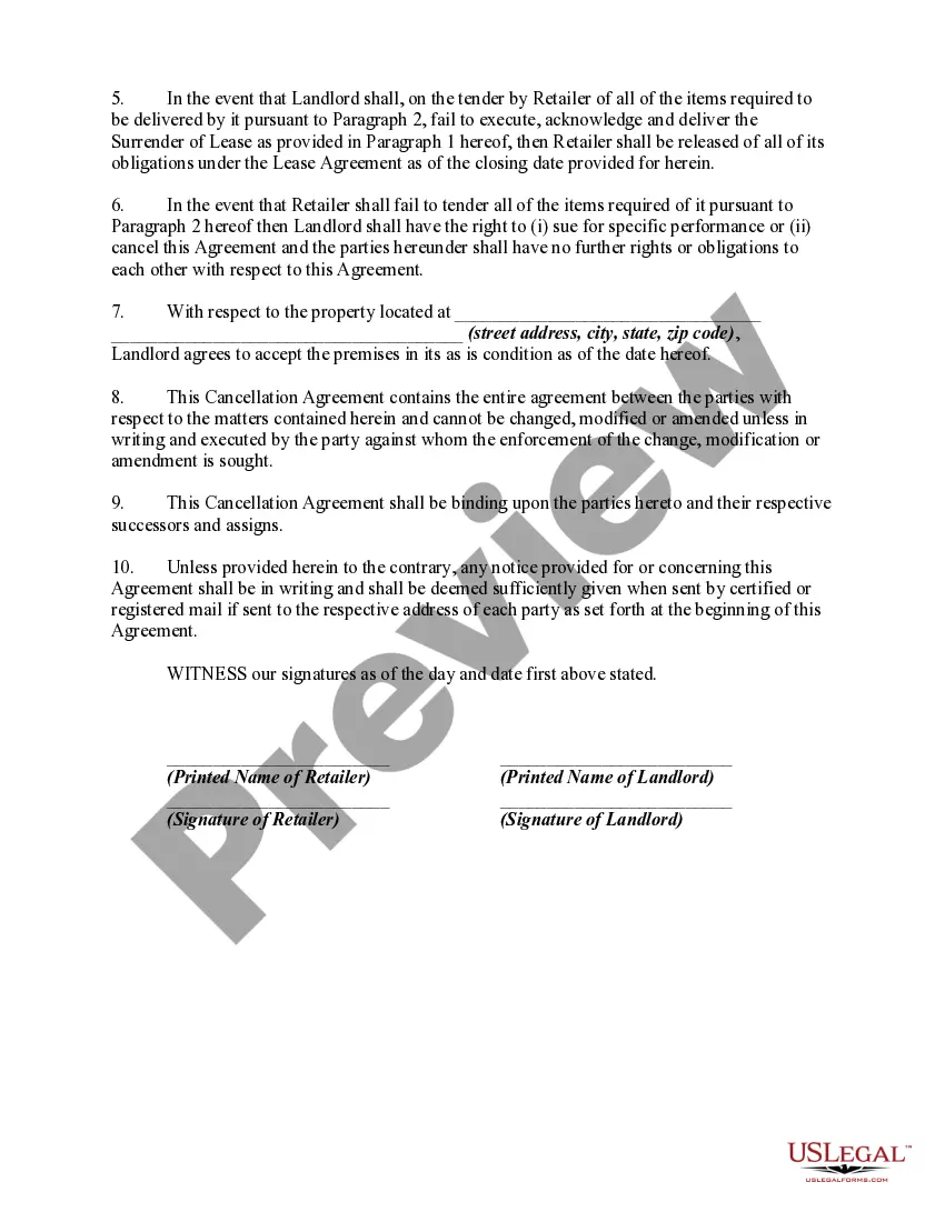 Preview Agreement to Cancel Lease