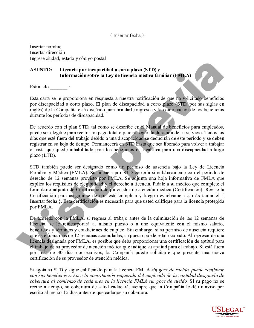 Alameda California Carta De Informaci n FMLA Al Empleado US Legal Forms