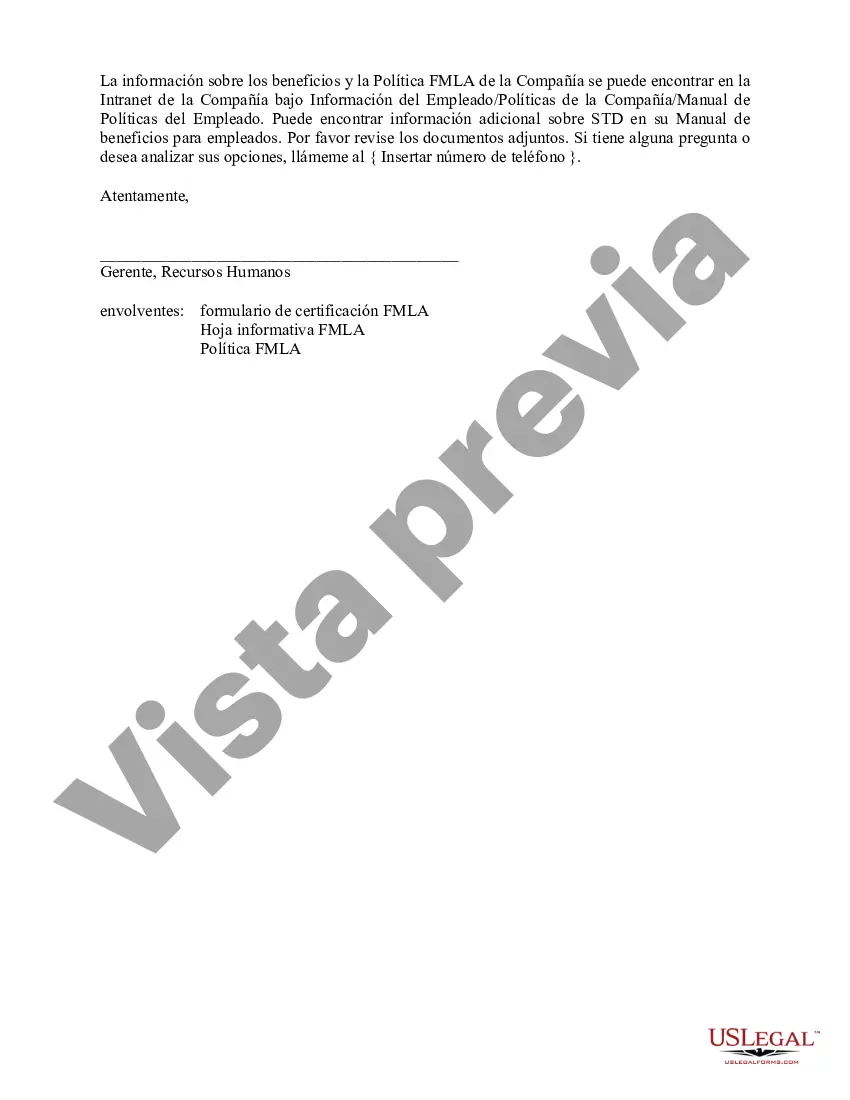 Preview Carta de información FMLA al empleado