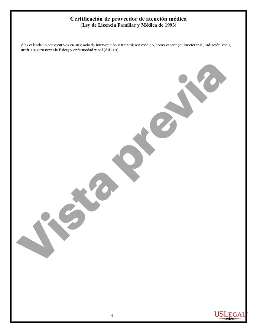 Preview Certificación de Proveedor de Atención Médica bajo la FMLA de 1993