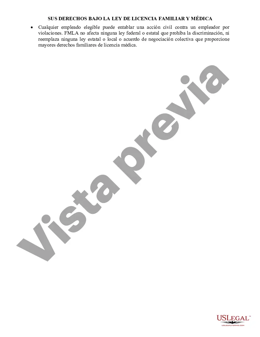 Preview Derechos de los empleados en virtud de la Ley de licencia médica y familiar