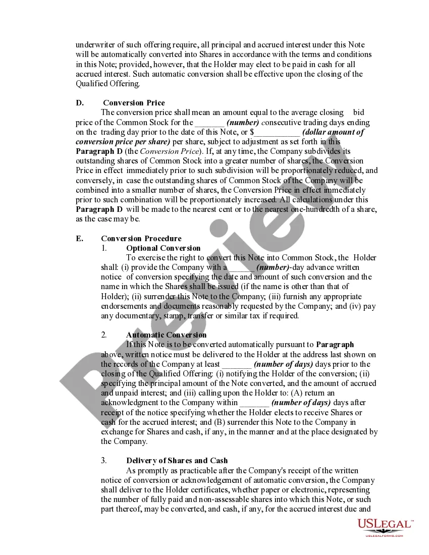 Preview Convertible Promissory Note by Corporation -- One of Series of Notes Issued Pursuant to Convertible Note Purchase Agreement