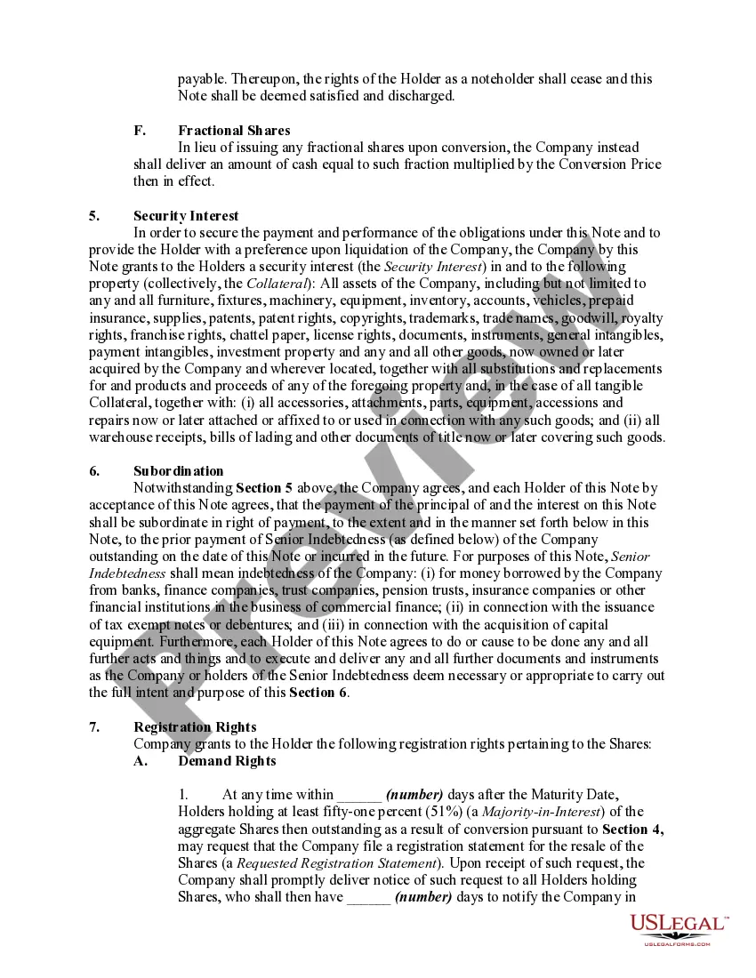 Preview Convertible Promissory Note by Corporation -- One of Series of Notes Issued Pursuant to Convertible Note Purchase Agreement