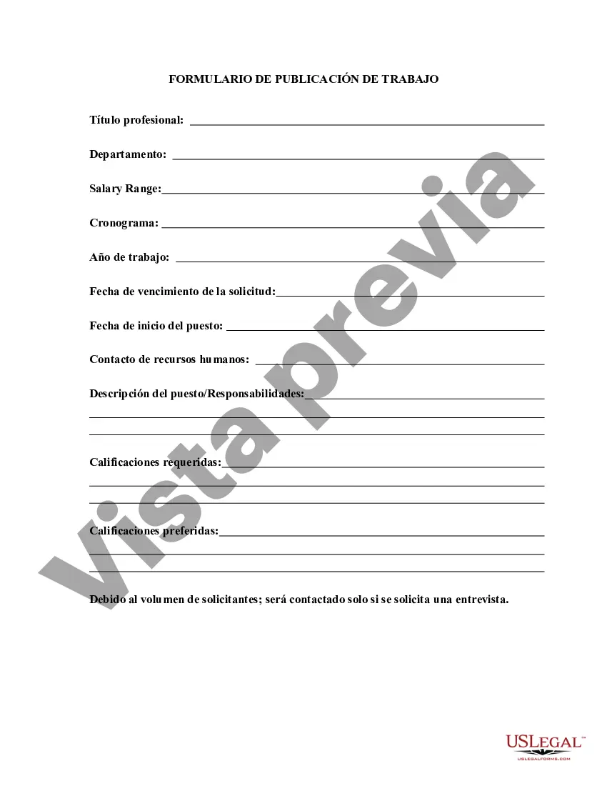 Preview Formulario de publicación de empleo