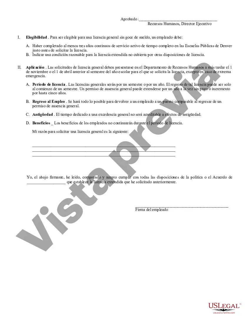 Preview Solicitud de licencia personal extendida